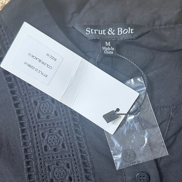 NWT Black Eyelet Long Sleeve Dress, Belted Cotton Dress-Classic Chic Fit & Flare - Picture 2 of 8